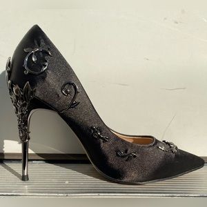 Formal Black and Silver Stiletto Pump Heels